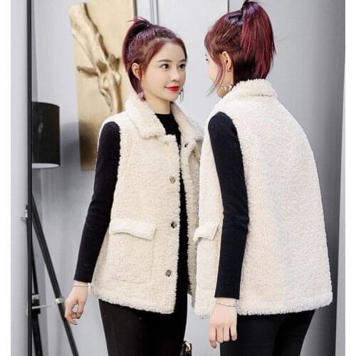 Plus size 2020 New Wool Waistcoat Women Autumn and winter Fashion Lamb wool vest Women Casual Warm Gilet femme Good Quality 1225