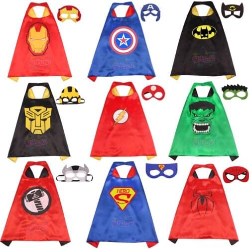 Disney Marvel Anime Hero Figure Cloak Spiderman Iron Man Captain America Hulk Children Cosplay Clothing Blindfold Shawl