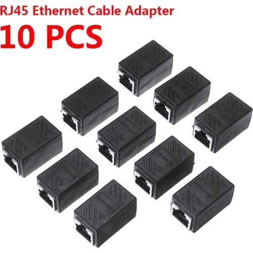 POHIKS 10pcs High Quality RJ45 Coupler Ethernet Cable Connector Gold-plated Dual Straight Head Cables Extender Adapter
