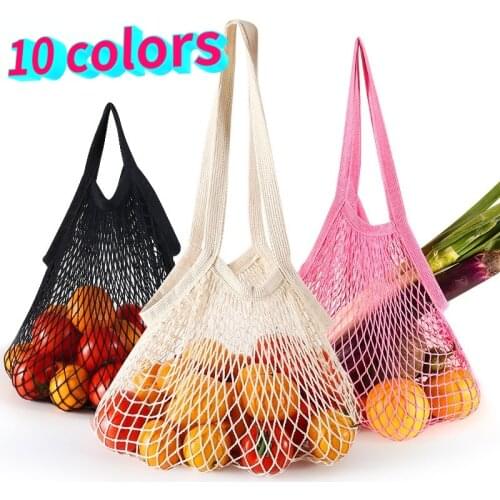 Portable Reusable Grocery Bags for Fruit Vegetable Bag Cotton Mesh String Organizer Handbag Short Handle Net Shopping Bags Tote