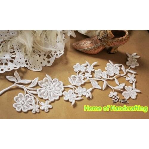 Size29*3-10cm5pcs/lot) Snow-White Rayon Sewing Floral Flower Motif Venise Lace Applique ,Wedding Bridal Embroidery Lace patch