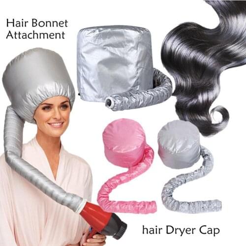 Silver/Pink Portable Soft Hair Drying Cap Bonnet Hood Hat Women Blow Dryer Home Hairdressing Salon Supply Adjustable Accessories