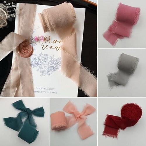 Frayed Edged Wrinkle Chiffon Silk Ribbon Wedding Flower Bouquet Wrap Decor Colorful Sweaters Clothes Crafts Sewing Accessories