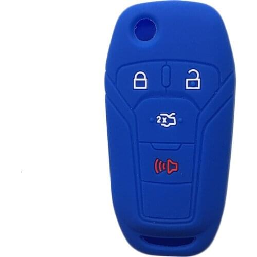 Silicone Car Flip Key Cover Case For Ford Fusion Mustang Fiesta F150 4button Remote Key Fob Holder Case For Keys Alarm For Car