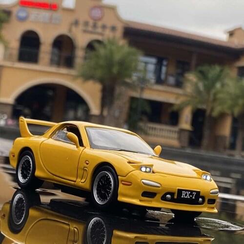 1:32 Mazda Rx7 Sports Car Alloy Sound And Light Open Door Toy Car Collection Ornaments Simulation Car Model Boy Gift Collection