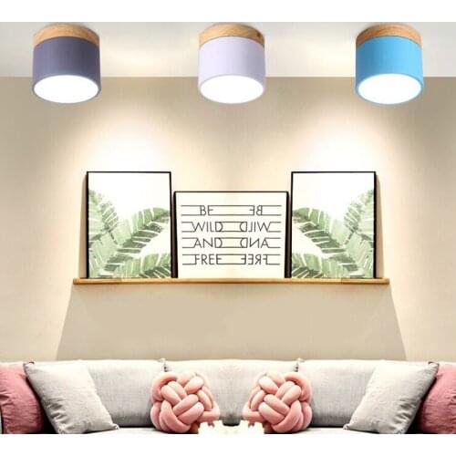 LED 9W Macaron Iron Wooden Surface Mount LED Downlight Kitchen Bedroom Aisle Corridor