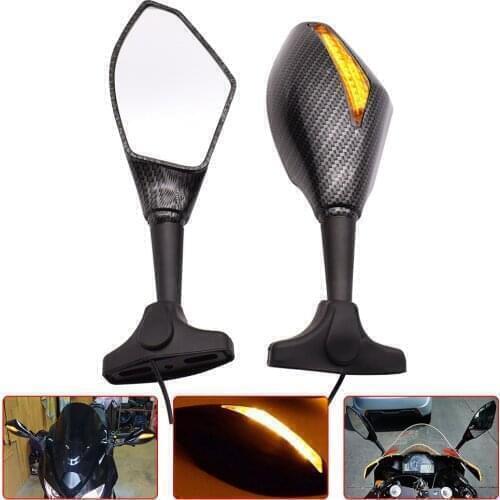 Universal Motorcycle LED Turn Signals Rear View Side Mirrors For Yamaha TDM 900 MT125 MT01 MT03 MT25 YBR 125