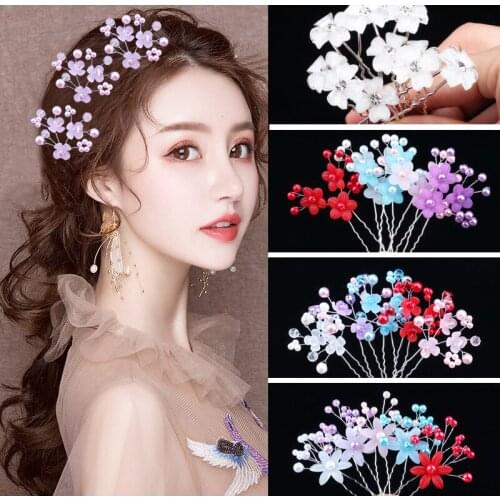HONGFUYU 10pcs/set Womens Handmade Hairpins Wedding Floral Hair Jewelry Bridal Ornaments Pins Accessories Hairwear Hair Clips