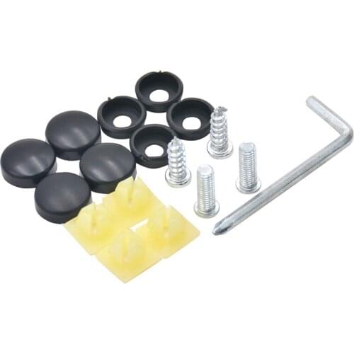 NEW-17 Pcs Car License Plate Frame Security Anti-Theft Screw Bolt Fasteners Snap Cover
