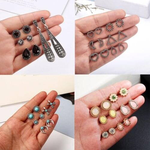 2020 Hot Sell Women Square Crystal Heart Drop Dangle Earrings for Women Piercing Simulated Pearl Flower Earrings