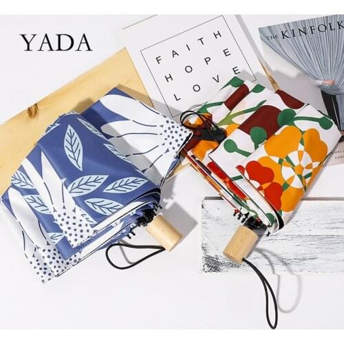 YADA INS Fashion Colorful Grass 3-Folding Umbrella Fold Women UV Rainproof Cartoons Umbrella Parasol Rain Sun Umbrellas YD200186