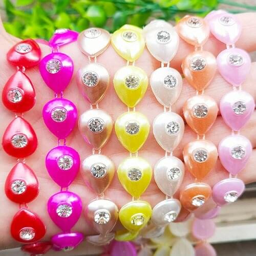 1YD 31/64" Width ABS Pearl Water Droplets Rhinestone Chain Sewing Banding Trim Wedding Party Supply