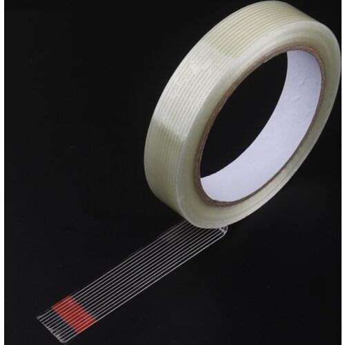 1pc 20mm 25M/50M Filament Tape Fiber Reinforced Adhesive Tape Stripe Single Sided Transparent For High Duty Packing No Trace