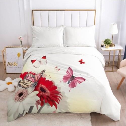 1PCS Duvet Cover Comforter/Quilt/Blanket Case King/Double 3D HD Printed with Zipper 200x220/220x240 Bedding Simple Flowers