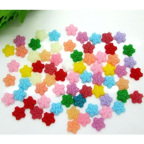 200Pcs 12mm Mixed Resin Flower Decoration Crafts Beads Flatback Cabochon Scrapbook DIY Embellishments Accessories Buttons