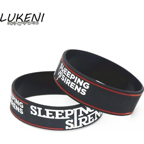 25PCS Sleeping With Sirens Band Silicone Bracelets&Bangles Wide Black Silicone Wristband Classic Band Gifts Wholesale SH197