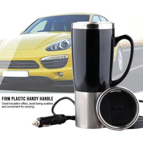 450ml Steel Car Electric Heating Cup Car Auto Adapter Thermos Heated Kettle Mug Travel Accessories For Camping Heating Cup
