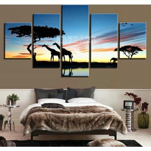 5d diy diamond painting sunset giraffe full square / round drill five spell rhinestone embroidery mosaic living room decoration