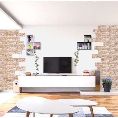 7pcs/set DIY Dark Red Brick Pattern Wall Stickers Self-Adhesive Wallpaper Home Decoration Wall Art Decal Living Room Bedroom