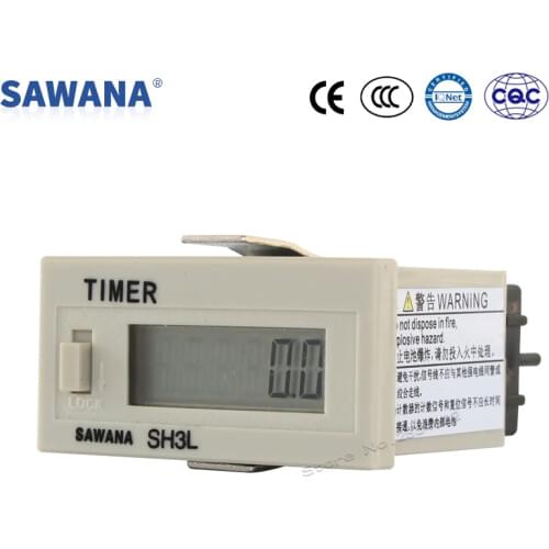 AC100-240V Timer cumulative Hours no voltage DC 5-30V 99999.9h 99H59M59S 9999D23H Lock key 6 digit LCD Counts Hours meter