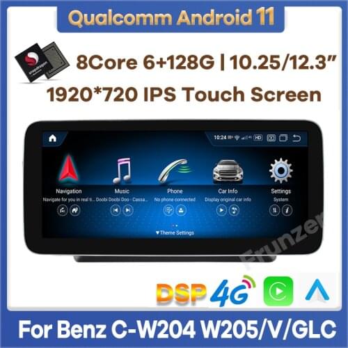 12.3" Snapdragon 8Core Android 10 Car Multimedia Player GPS Radio for Mercedes Benz C V Class W204 W205 GLC X253 W446 2008-2018