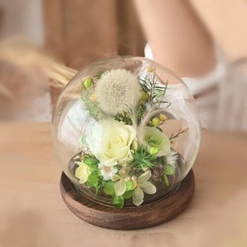 Free Shipping 2sets/pack Diameter=10cm Antique Base Round Glass Dome Vase Home Decoration Creative Cover DIY Wedding Friend Gift