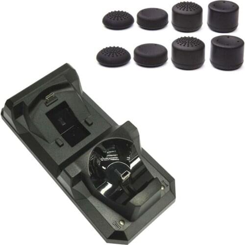 3 in 1 PS4 PS Move PS3 Wireless Controller Dual Charger Dock Station Stand for Sony PS4 PS3 Playstation 3 Move Controller+8 caps