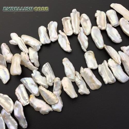 DIY white pearls beads irregular keshi drops Tooth shape Strand (about 50pcs/lot) big size natural Freshwater pearl 0.8mm hole