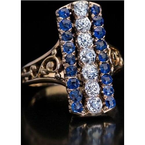 Elegant Womens Fashion Vintage Diamond Jewelry Natural White Sapphire Ring European and American Delicate Engagement Ring