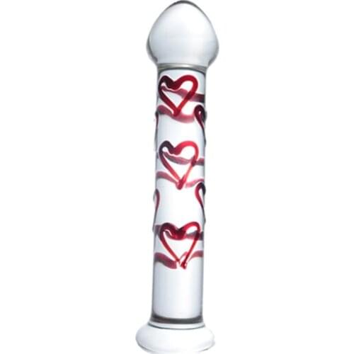 Red Heart Crystal Dildo Glass Masturbation Tail Taster Anal Beads Anal Plug Adult