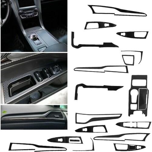 Car Carbon Fiber Style Interior Gear Panel Door Handles Trim Sticker Left Hand Drive Fit for Ford Fusion Mondeo 2017 2018 2019