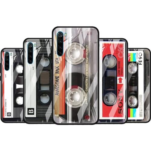 Classical Old Cassette for Xiaomi Redmi K40 K30 K20 Pro Plus 9C 9A 9 8A 7 Luxury Shell Tempered Glass Phone Case Cover