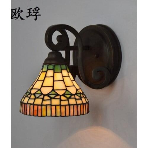 Fashion tiffany Mediterranean Mermaid mirror light fashion rustic wall lamp bed lamps