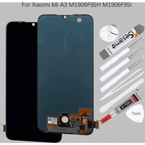 Original AMOLED Display with Fingerprint hole Replacement For Xiaomi Mi A3 CC9E M1906F9SH M1906F9SI LCD Touch Screen Assembly