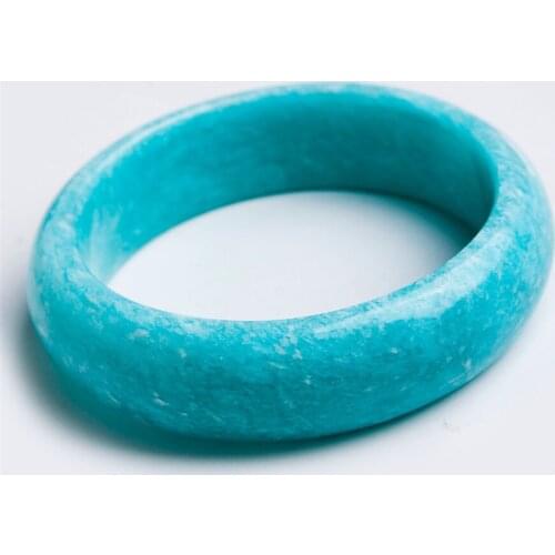 Genuine Green Natural Amazonite Bangle Fashion Round Crystal Natural Stone Bangle Bracelet Women Lady Inner Diameter 53-58mm