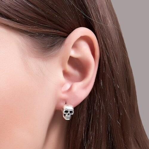Punk 3D Skull Head Hip-hop Stud Earrings Unisex Fashion Jewelry Skeleton Earring