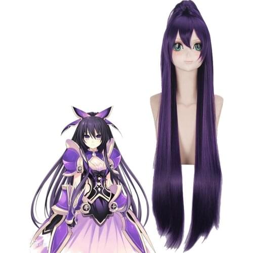 Anime Date a live Prince Yatogami Tohka Dark Purple Long Cosplay Hair Female Wigs+Free Wig Cap