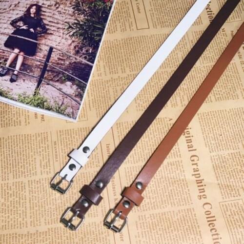 Fashion Japanese Buckle Female Belt PU Decorative Thin Camel Women Solid Color Tights Waistband