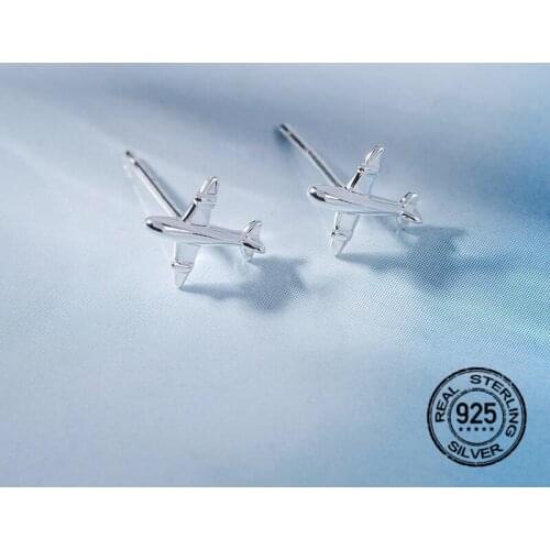 S925 Silver Airplane Stud Earrings For Women Fashion Simple Mini Hot Sale High Quality Personality Student Gifts Jewelry INEFFA