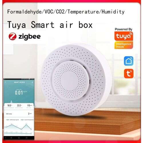 WIFI Tuya ZIGBEE Smart Carbon Dioxide Detector APP Control Air Box CO2 Gas Sensor Formaldehyde VOC Temperature Humidity Sensor