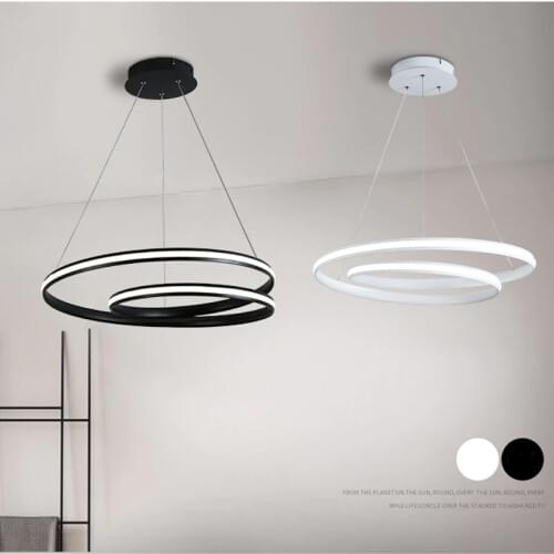 Modern creativity white/black circle rings LED pendant lights suspension hanging living room bedroom dining room pendant lamp
