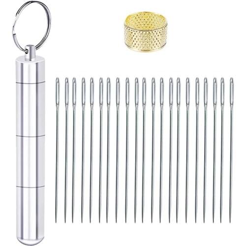 Nonvor 21pcs Knitters Large Eye Sewing Embroidery Thread Knitting Needles DIY Stainless Steel Darning Hand Sewing Tools