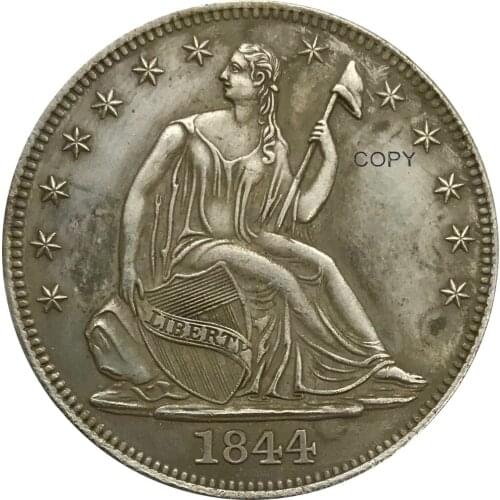 United States 1844 Half Dollar Cupronickel Plated Silver Copy Coin