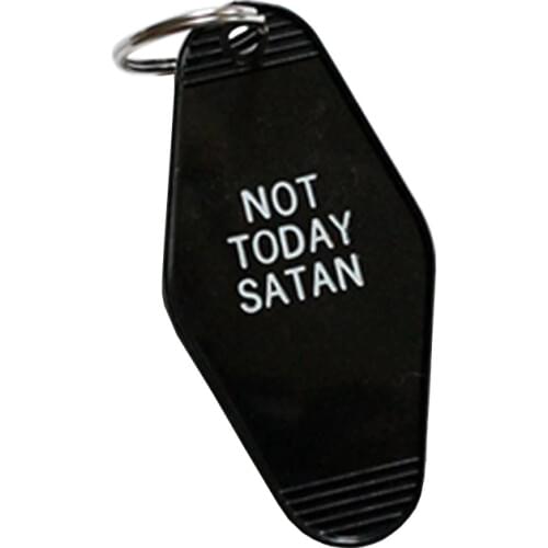 Vintage - Old School - "Not Today Satan" - Hotel Motel - Key Tags - Key Chains - Fun Stocking Stuffer Enamel pin