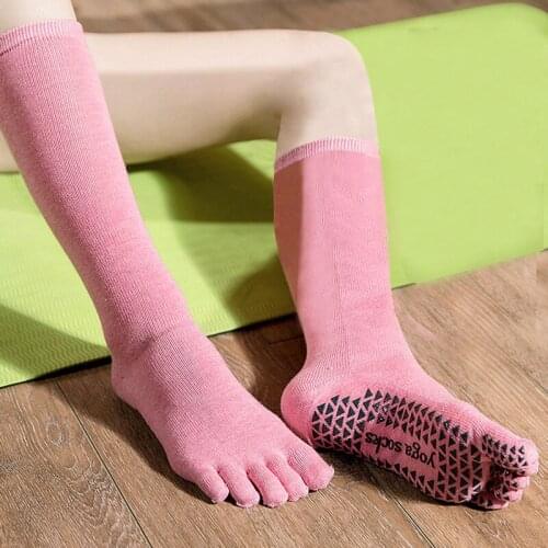 Women Yoga Stocking Knee high Socks Quick-Dry Anti Slip Silicone Gym Pilates Fitness Sport Socks Cotton Breathable Elasticity
