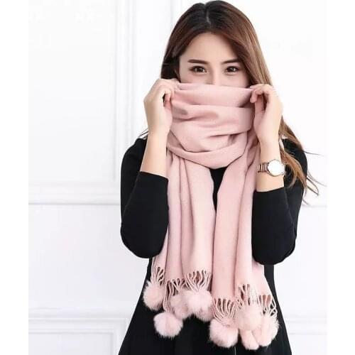 2020 Winter Solid Soft Warm Cashmere Scarves High Quality Long Tassels Women Thicken Wrap Shawl Ladies Wool Pashmina 270G