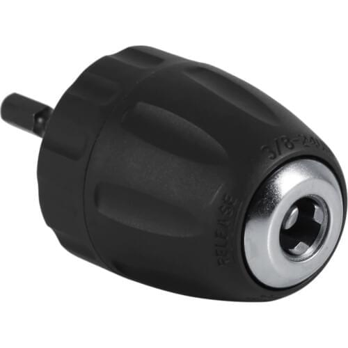 1 Pcs 0.8-10mm Drill Keyless Chuck Plastic Sleeves 3/8"-24UNF + 1/4" Hex Adaptor Black High Quality