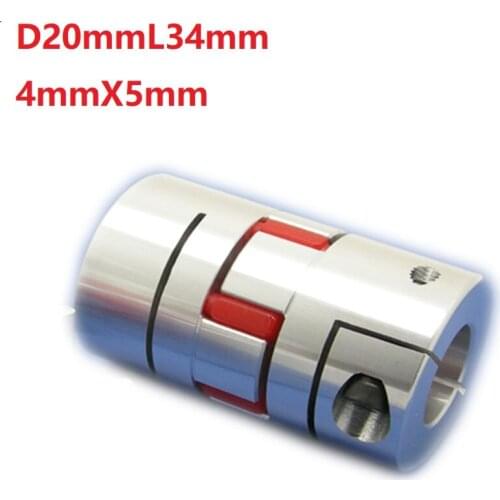 1pcs 4x5 D20L34 4mm to 5mm Aluminium Shaft Plum Coupling Motor Connector Flexible shaft CNC Parts
