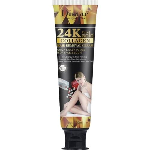 100ml 24K Gold & Collagen Armpit Thigh Arm Hair Removal Cream No Stimulation Shrink Hair Follicles Nourish Smoothing Body
