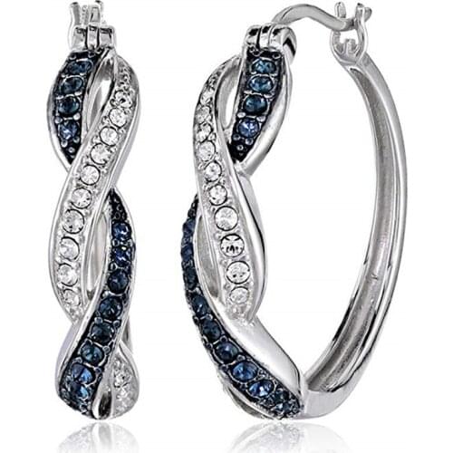 2021 New Arrivals Female Circle Zircon Earrings Handmade Blue Crystal Elegant Wedding Engagement Flower Earrings For Women